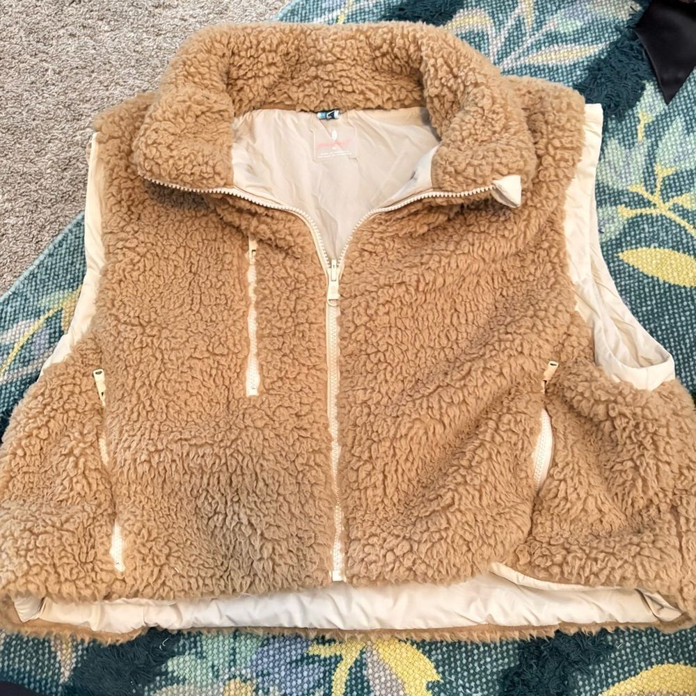 Free People Camel Sherpa Vest XLarge